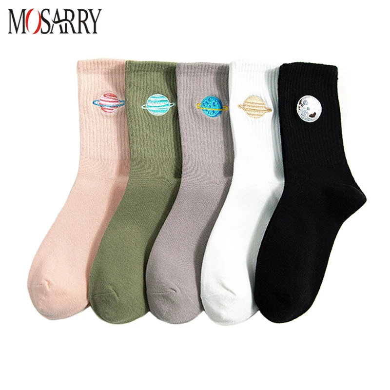 

3 Pairs/Set Fashion Planet Cotton Women Socks Harajuku Alien Printed Comfortable Happy Funny Street Sports Casual Socks Female