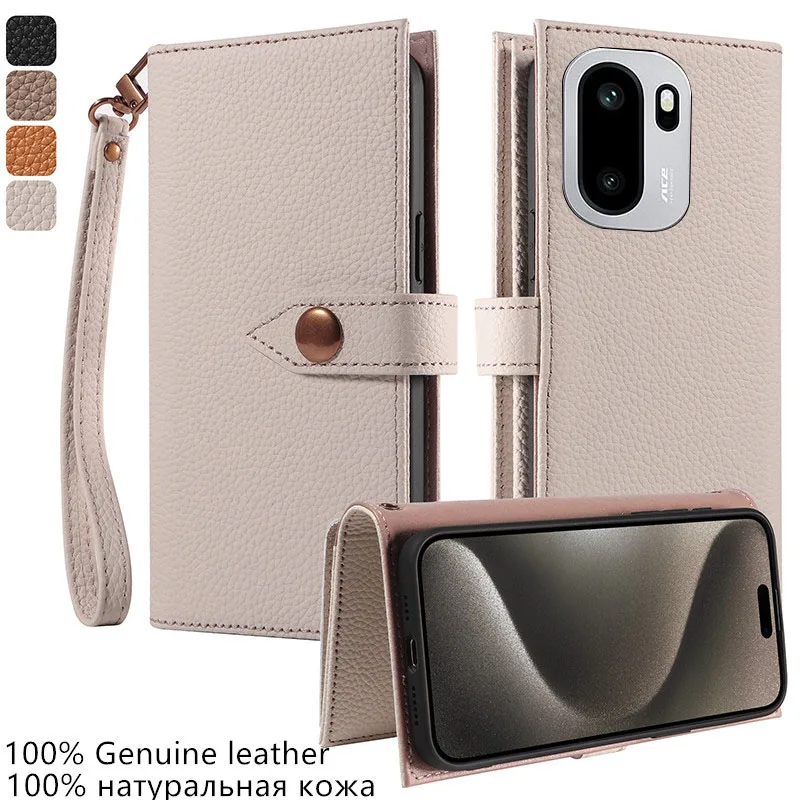 

Premium 100% Genuine leather card slot wallet Cover For OnePlus Turbo 6V PLY110 6 PLU110 Magnetic button shockproof phone Case