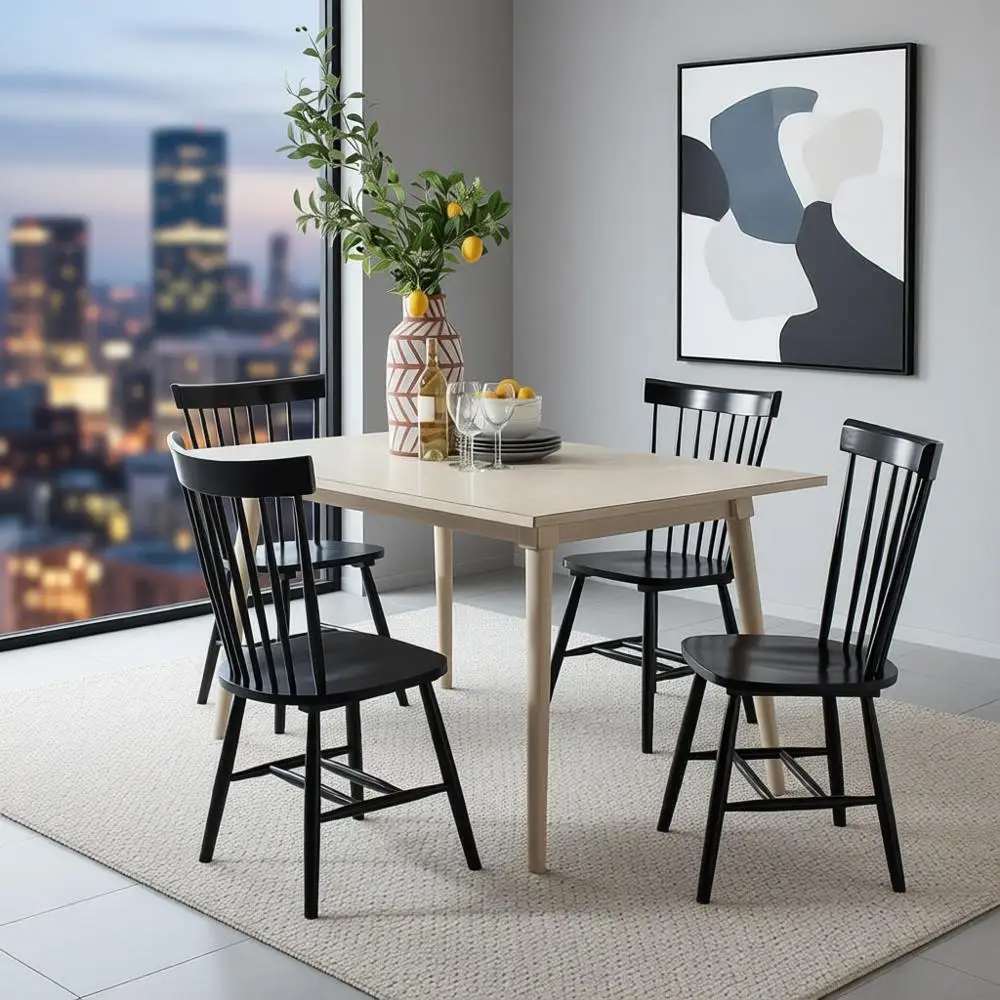 Set Of 4 Solid Wood…