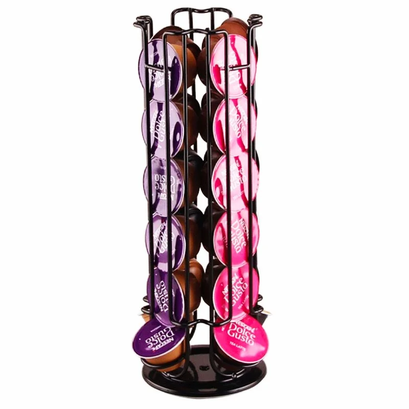 Dolce Gusto Capsule Pod Holder Stand Rack Display 24PCS Coffee Capsules Plating Black Metal Holders Rotatable Racks High Quality