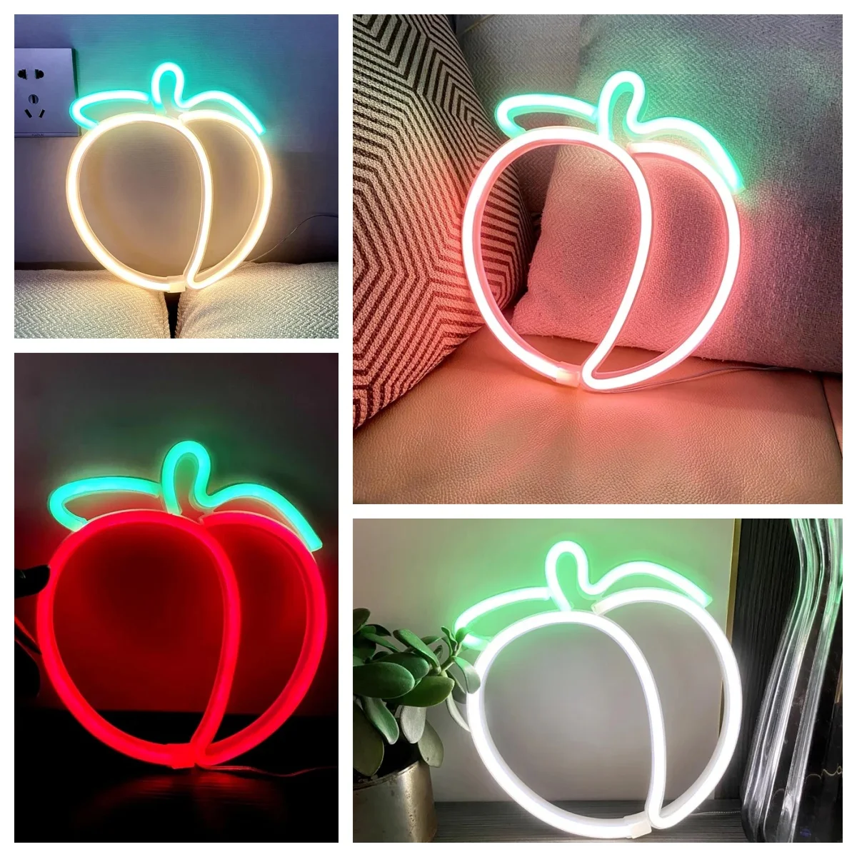 Tanda Neon persik, untuk kamar anak-anak remaja kamar tidur ruang game dekorasi dinding, lampu tanda Neon buatan tangan untuk pesta dekorasi seni Bar rumah