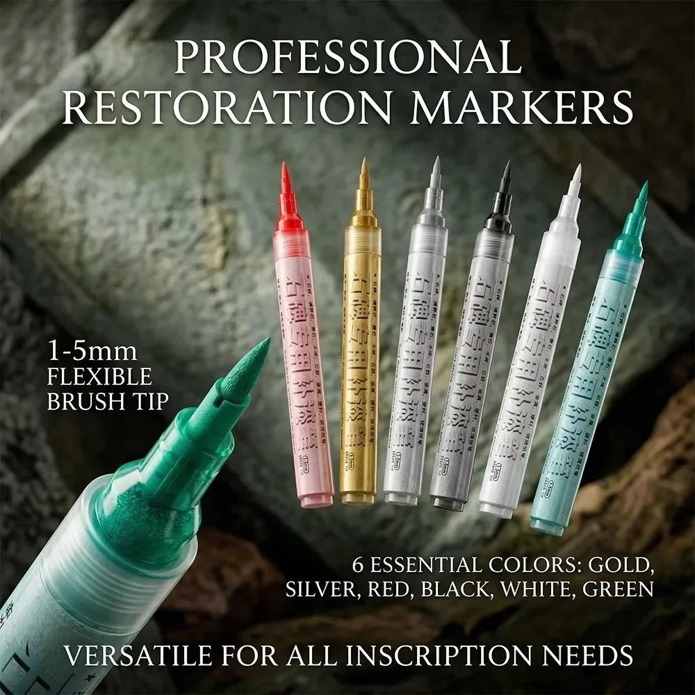 6 Color Tombstone Marker Pen Professional TouchUp Paint Repair Pen Fade Resistant Waterproof Repair Decorating Pen