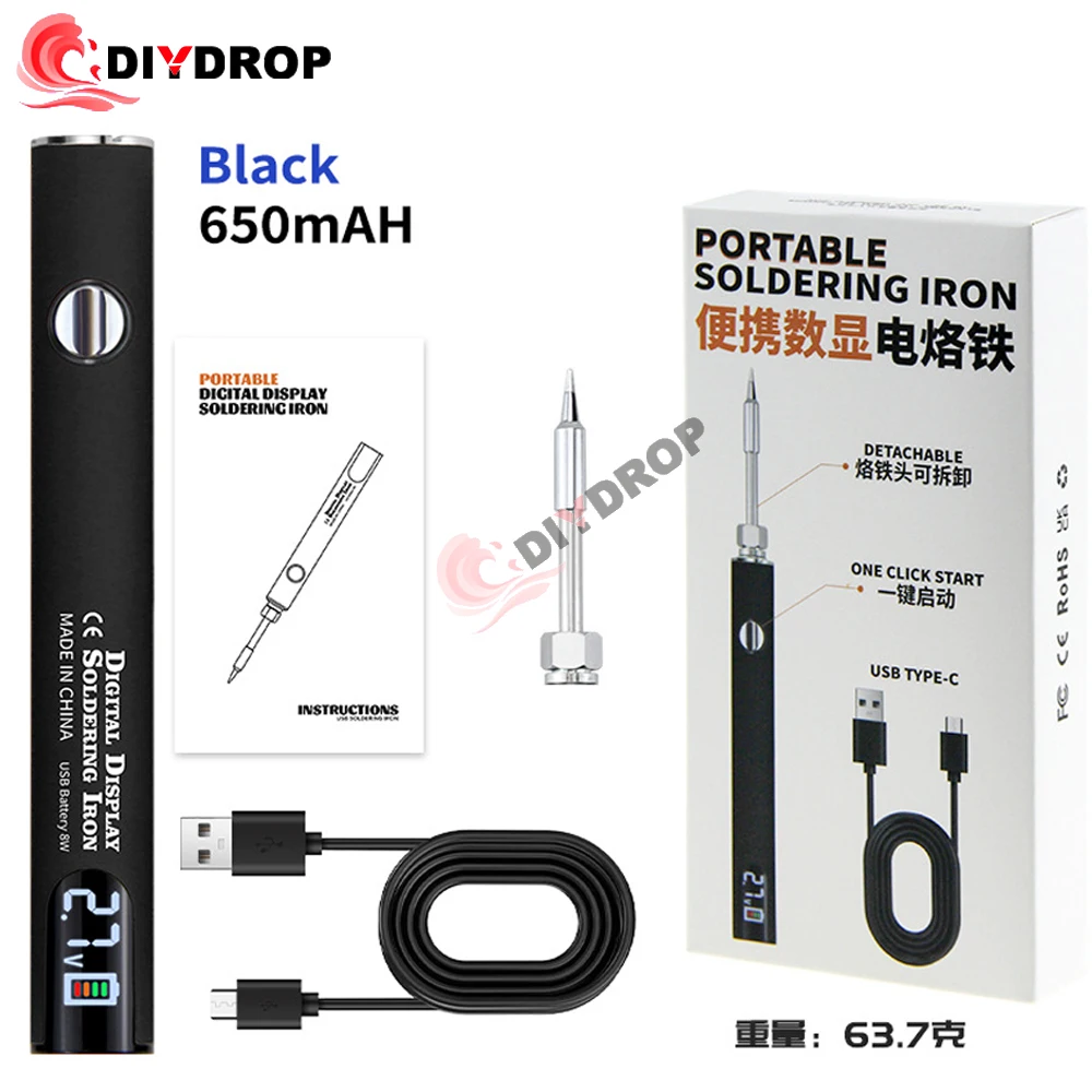 

Mini Battery Welding Tool Kit 510 Preheating Battery Button Heat Tips Solder Repair Tools Portable Electric Soldering Iron Pen