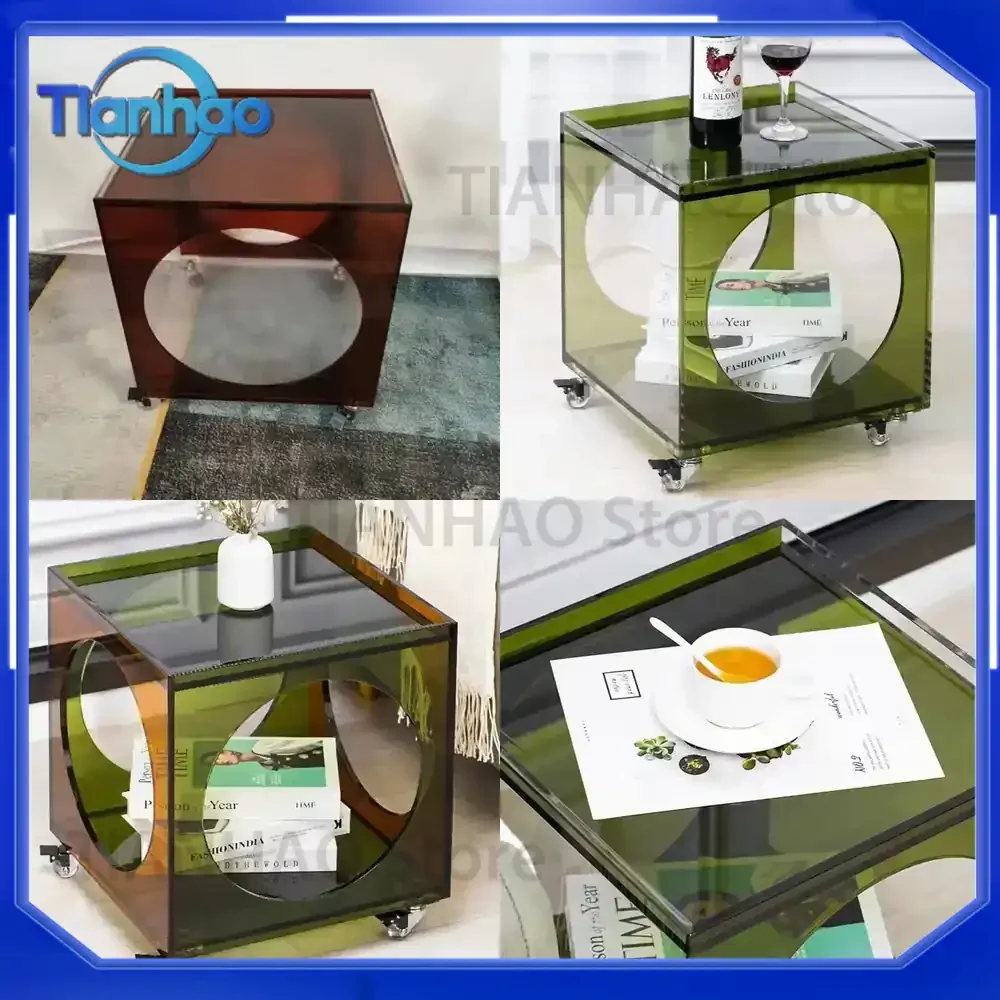 Small Acrylic Coffee Table for Couch Console Entryway Low Bedside Lounge Hallway Meuble Entree Home Furniture