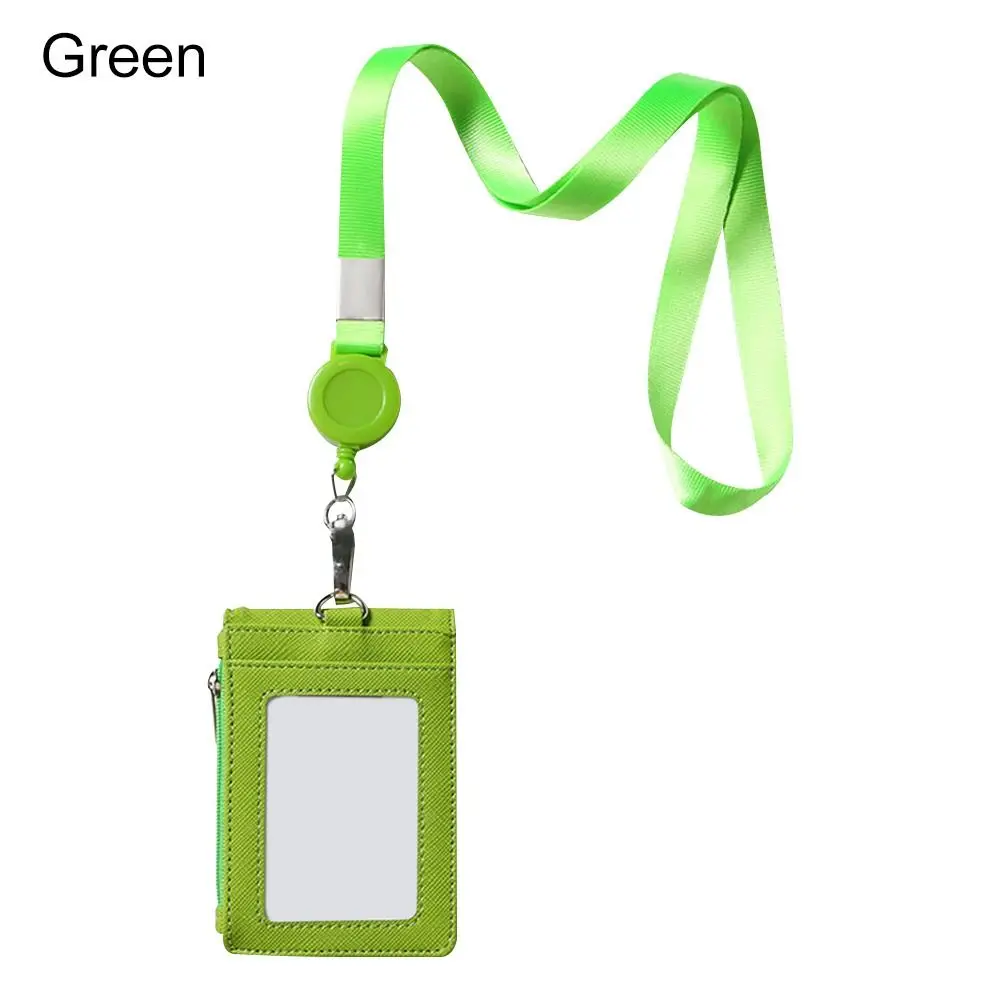 

PU Leather With Lanyard Carabiner Style Card Badge Holder Card Bag Key Chain ID Lanyard Name Tag