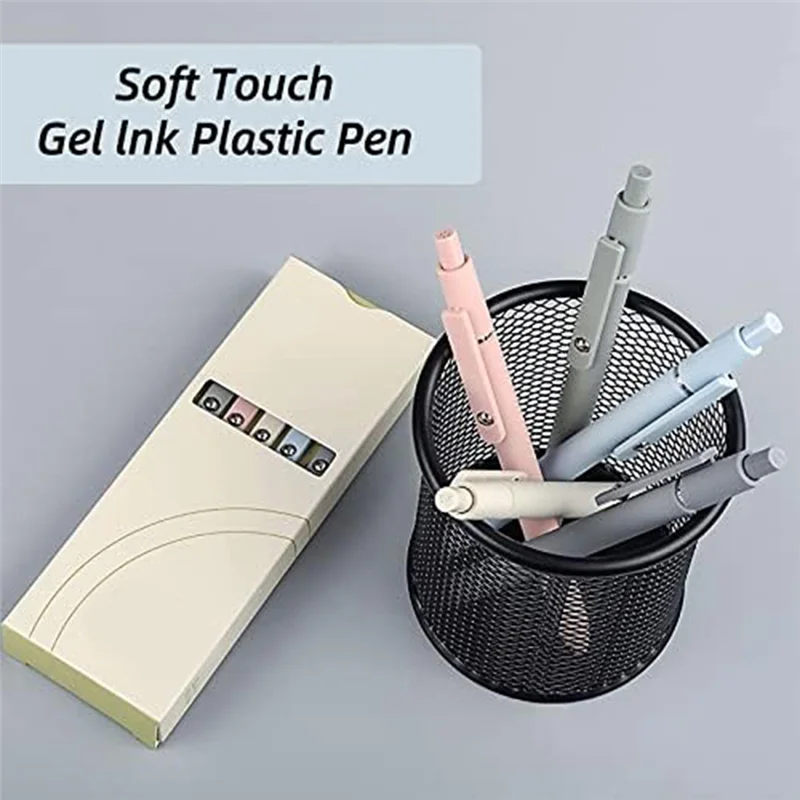 A21Q - Bolígrafos de gel, 10 bolígrafos de tinta negra de 0,5 mm, bolígrafos de escritura lisos de punta fina, bolígrafos retráctiles de la serie de alta gama