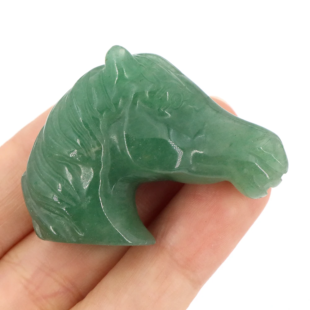 

Horse Head Statue Natural Gemstone Hand Carved Healing Crystal Labradorite Animal Skull Figurine Crafts Halloween Home Decoratio