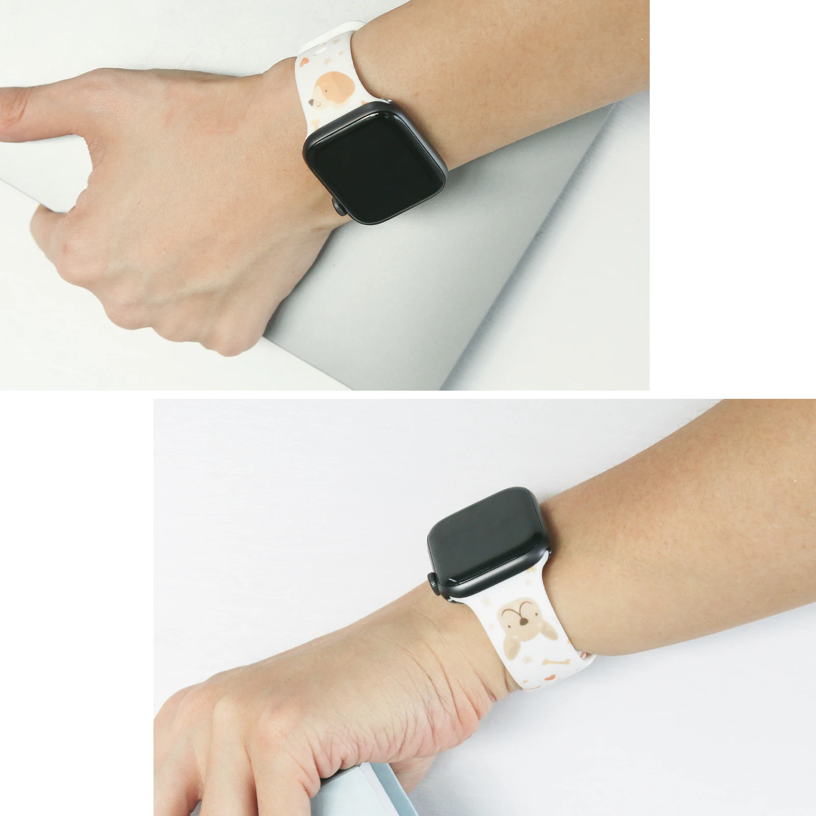 Cute Dog Woof Watch Band Sport Compatible with Apple Watch Bands Design Prints Festival Soft Silicone Laser Strap for iWatch Mod