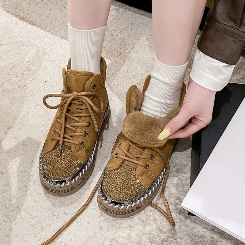 

Women Ankle Boots Bling Golden Shoes Casual Female Breathable Lace Up Outdoor Sport Women Vulcanize Shoes Zapatos De Mujer 42 43