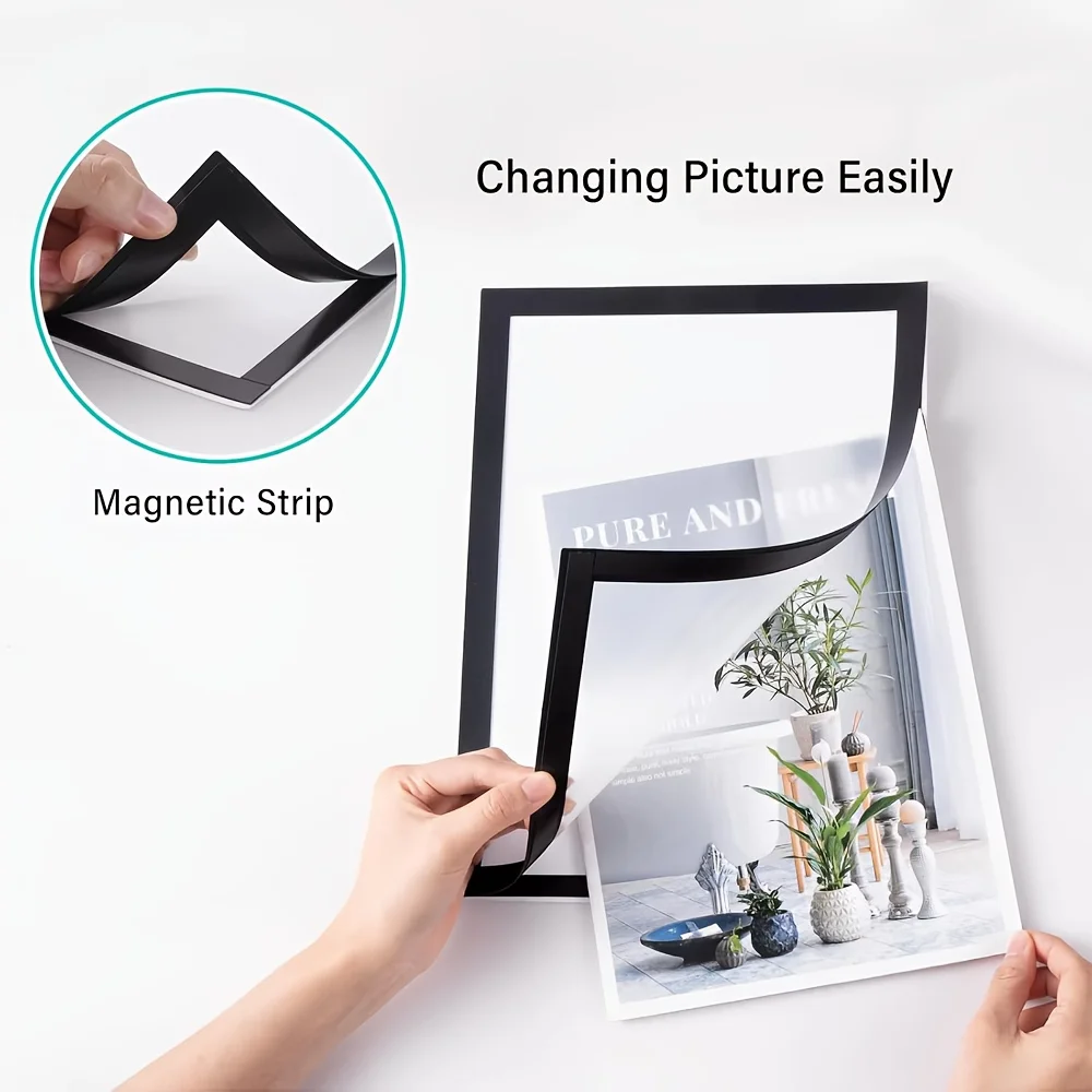 Magnetic Wall Frame A4 Self Adhesive No Punch Display Frame Wall Poster Frame Art Wall Sticker Frame Home Office Decor view 4