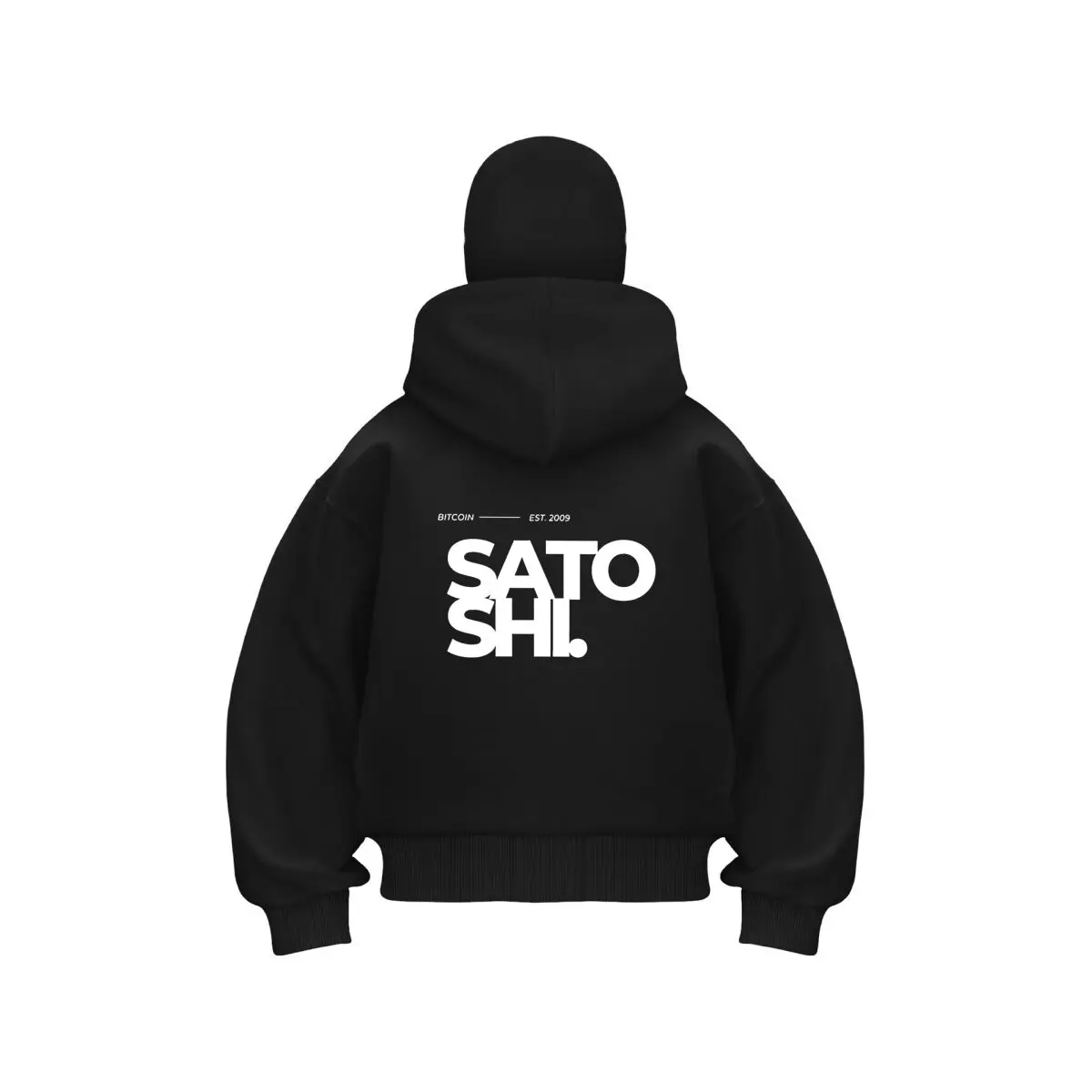 Satoshi Text bold design art Double Hood Warm Outdoor Men's Winter Casual Sweatshirt
