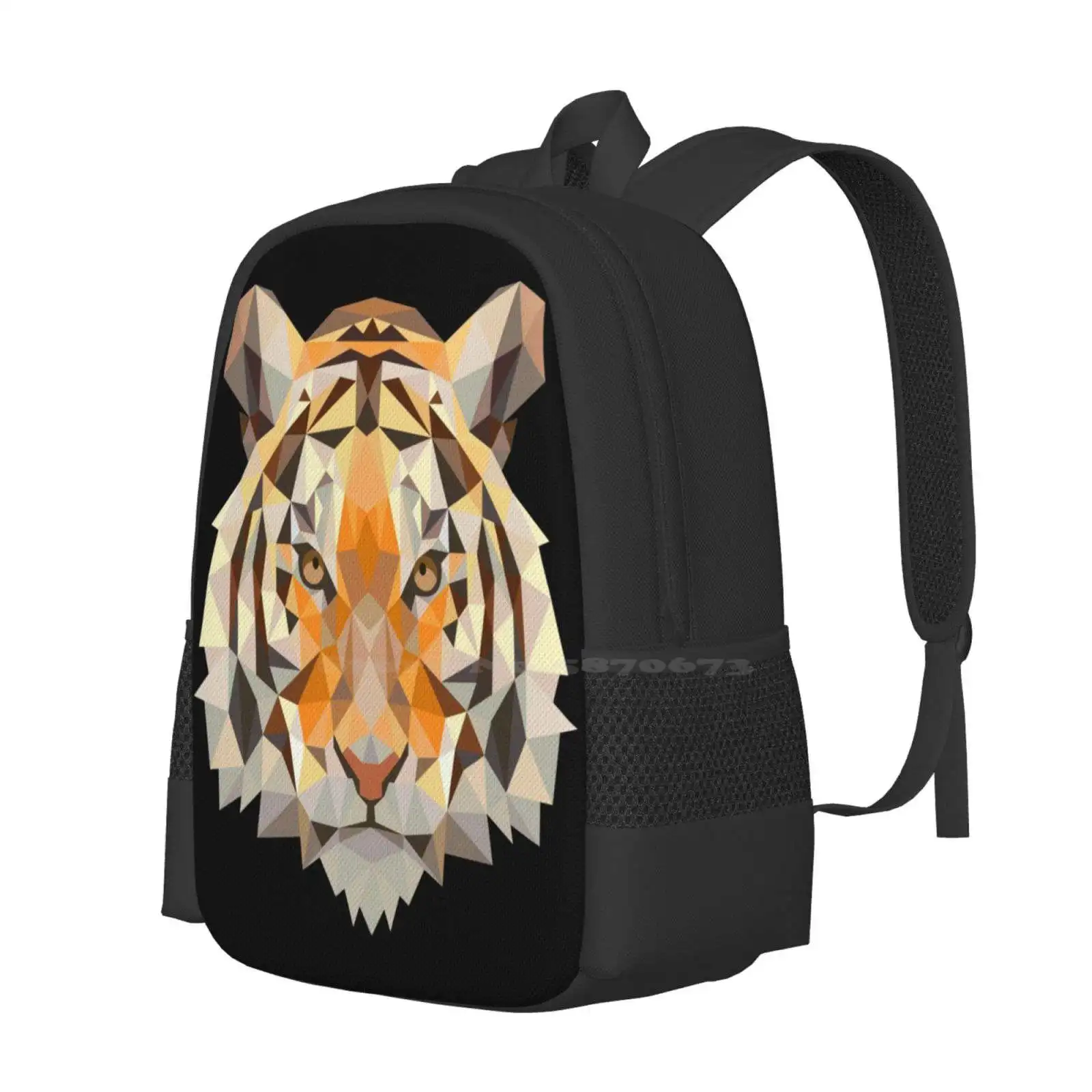 Tiger Kopf Polygon Low Poly Schult aschen Reise Laptop Rucksack Tiger große Katze Katze Beute Wildtier Savanne Afrika Fleisch fresser