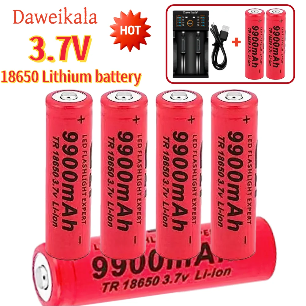 

2025New 18650 Lithium Rechargeable 9900mAh Lithium Battery 3.7 V for Bright Flashlight Toy Rechargeable Battery