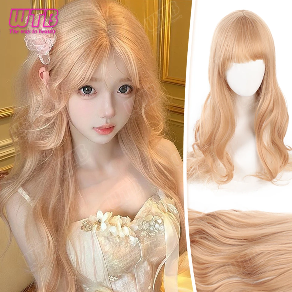 Synthetic Lolita Wig Big Wavy Curls With Straight Bangs Suitable for Women and Girls for Everyday Wear Holidays Parties