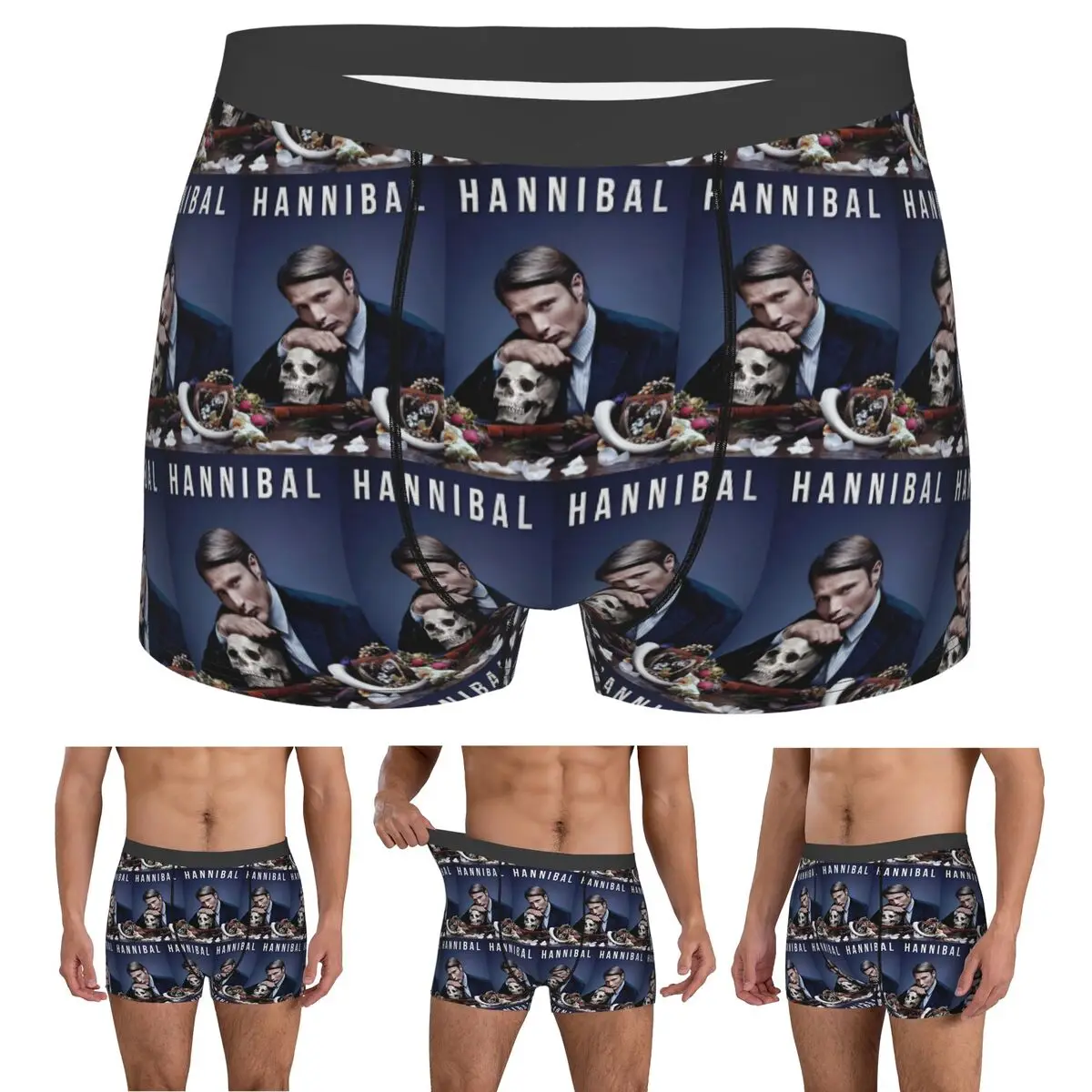 Boxer Underpants Shorts Hannibal Mads Mikkelsen Horror Movie Merch Panties Men's Comfortable Underwear Homme Man Boyfriend Gift