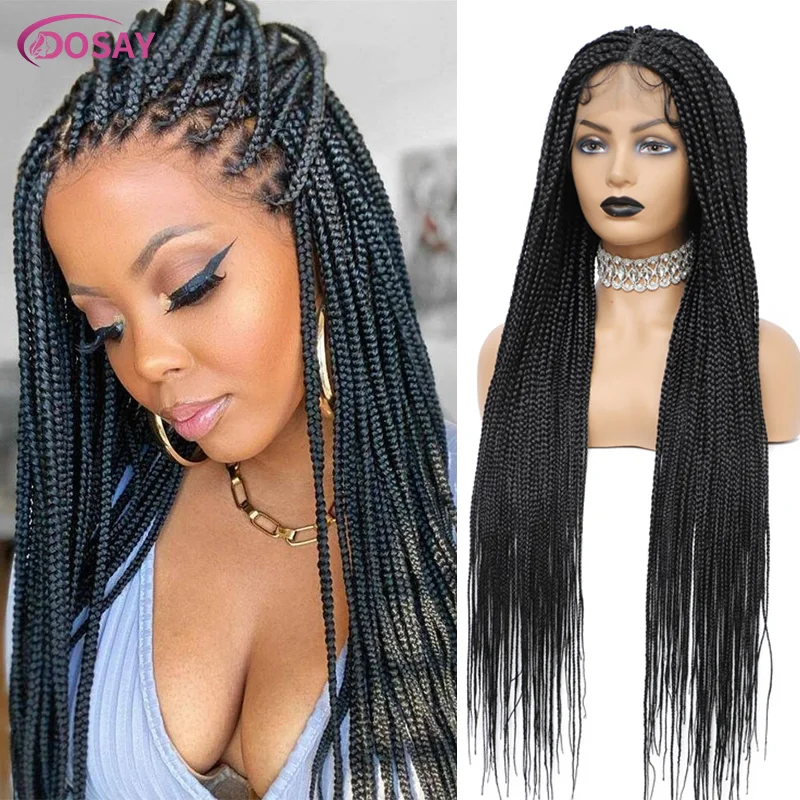 

Synthetic Full Lace Front Braided Wigs Cornrows Braids For Black Women 36 Inches African Glueless Box Braided Wig With Baby Hair