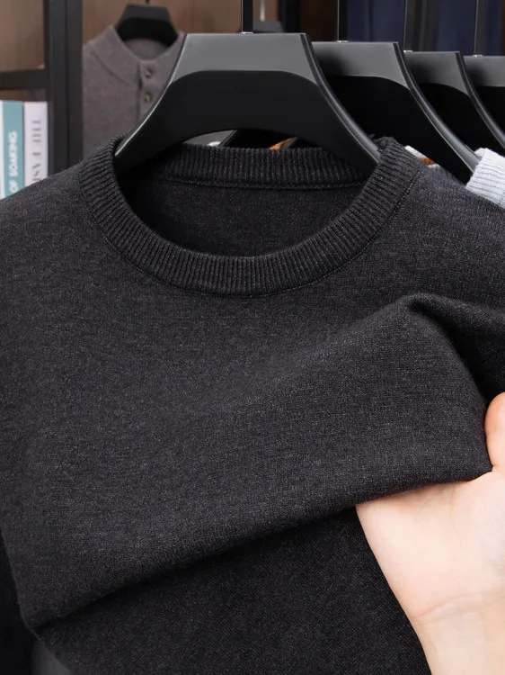 

Мужской вязаный свитер Long Sve, удобный повседневный круглый топ Ne Top, мягкая талия, шерстяная смесь, стандартный крой, внутренняя одежда на осень