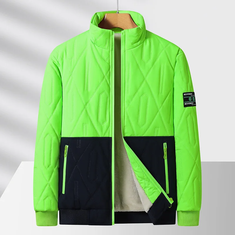 Winter Fleece Stand Collar Men Coat Outdoors Loose Keep Warm Windproof Jacket New Comfort Fashion Thicken Casual Solid Parka Men