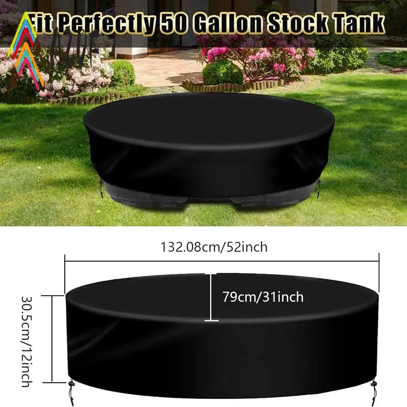 

A20F-Black Stock Tank Cover For 50 Gallon Stock Tank Oval Suitable For Outdoor Use, Protect Your Stock Tank