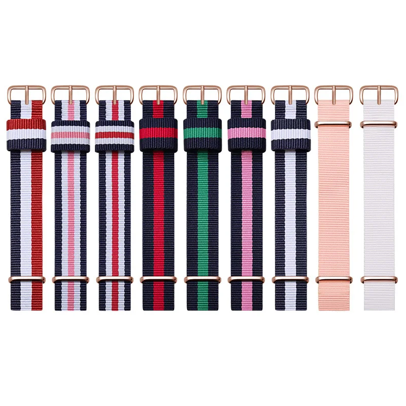 Skin Friendly Breathable Nylon Watchbands for Daniel Wellington Watch Waterproof Multicolor Soft Strap 18 20 22mm