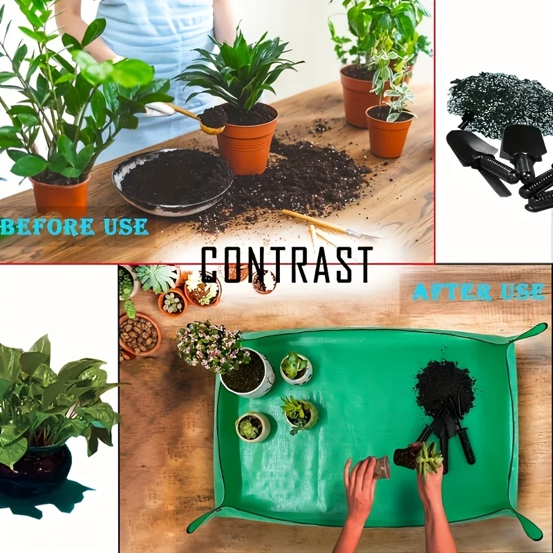 1 Pc Easy-Clean Foldable Garden Tray, Heavy-Duty PE Planting Cloth for Indoor/Outdoor Soil Control，Indoor Gardening Cloth