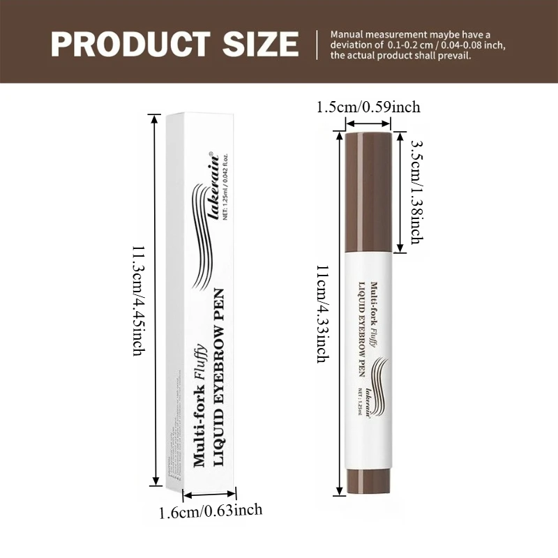 Feathery Liquid Eyebrow Pen: MultiBrush Design for Waterproof, Smudge-Proof & Long-Lasting Brows with Microblading Effect