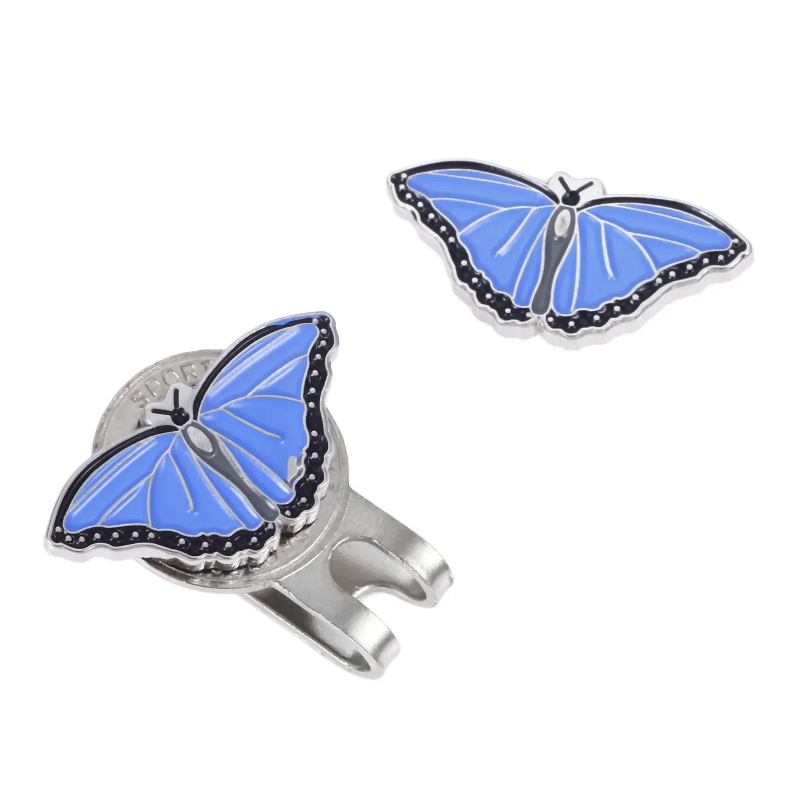 1Pc Alloy Blue Ladies Butterfly Magnetic Golf Hat Clip With Golf Ball Aiming Marker Tool On Cap Visor For Golfers Gift Wholesale