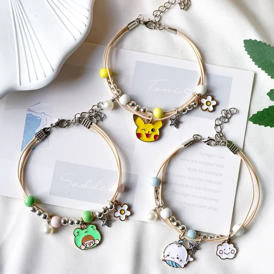 Popular Cartoon Pearl Bracelet Braided Ceramic Jewelry Girlfriends Couple Students Small Gifts #XN200