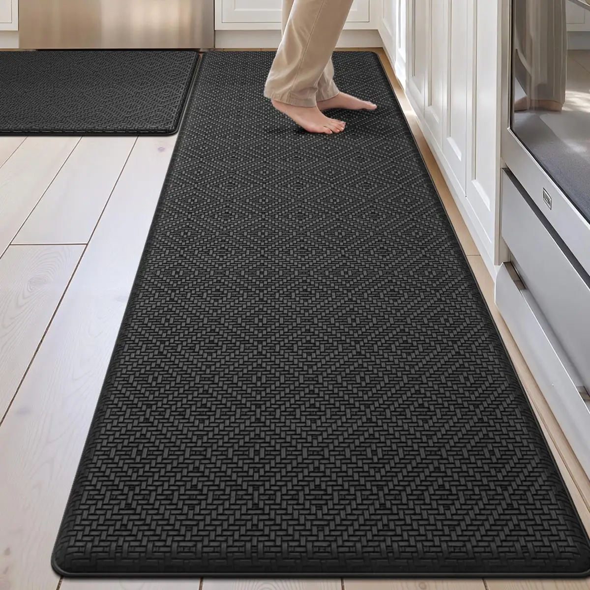 2-Piece Anti-Fatigue Kitchen Mat Set Thick Cushioned Floor Rugs Waterproof Non-Slip Standing Runner Mats Machine Washable Easy Clean Ergonomic Comfort Pad 17.3