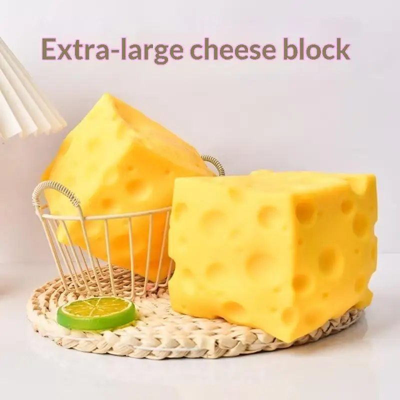 Shapeable Slow Rising Cheese Cube Stress Ball Dark Yellow Soft Squeeze Toy Portable Anti-Stress Toy for Outdoor Indoor Use