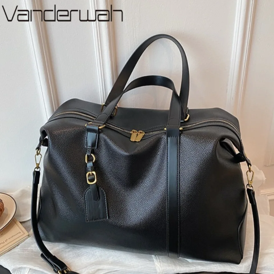 

Brand Design Boston Handbag for Womoen Big Totes Pu Leather Female Shoulder Crossbody Bags Large Capacity Travel Bag Black