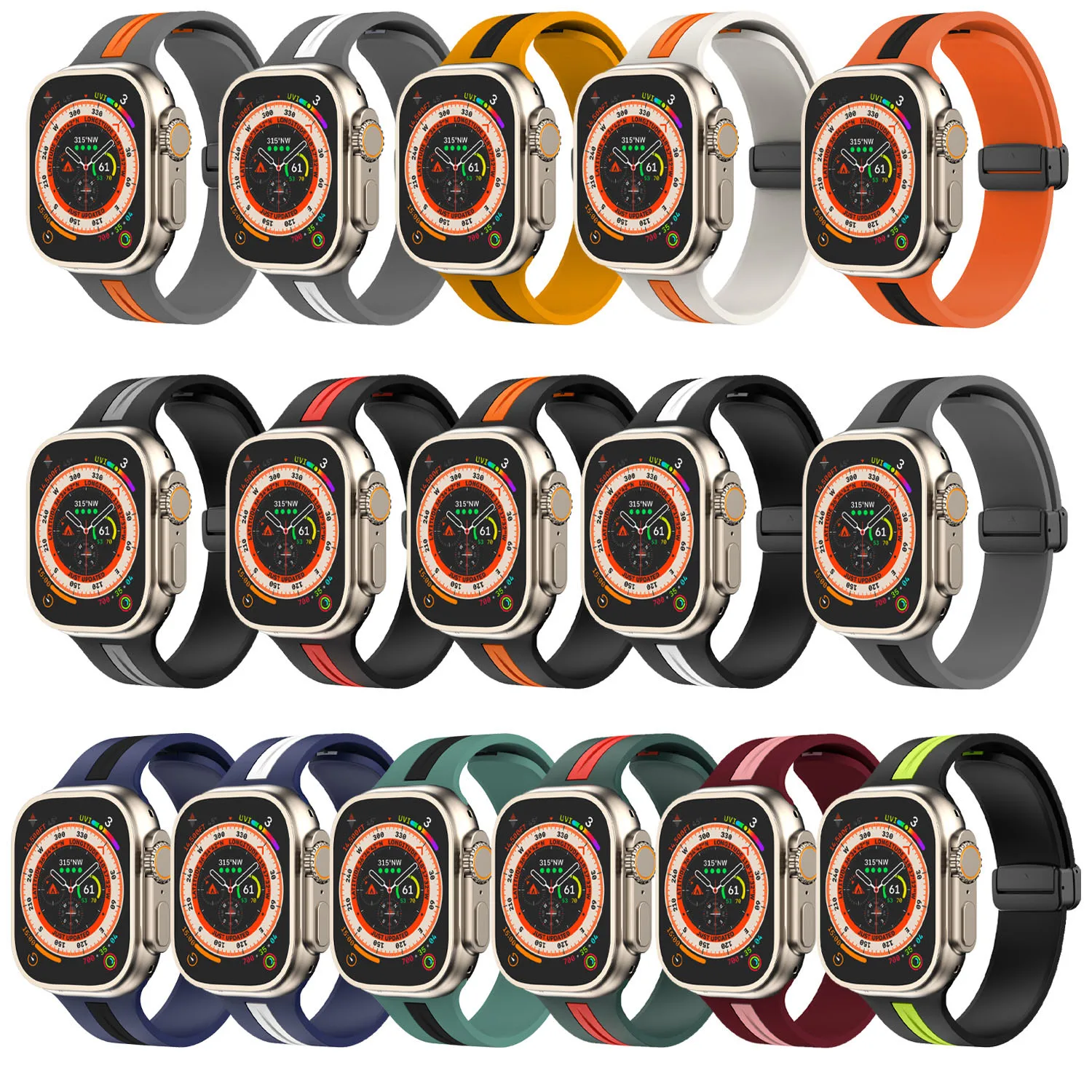 애플워치 밴드 44mm 40mm 45mm 46mm 41mm 49mm 42mm 마그네틱 스트랩 실리콘 코레아 팔찌 iWatch 시리즈 10 울트라 2 9 SE 8
