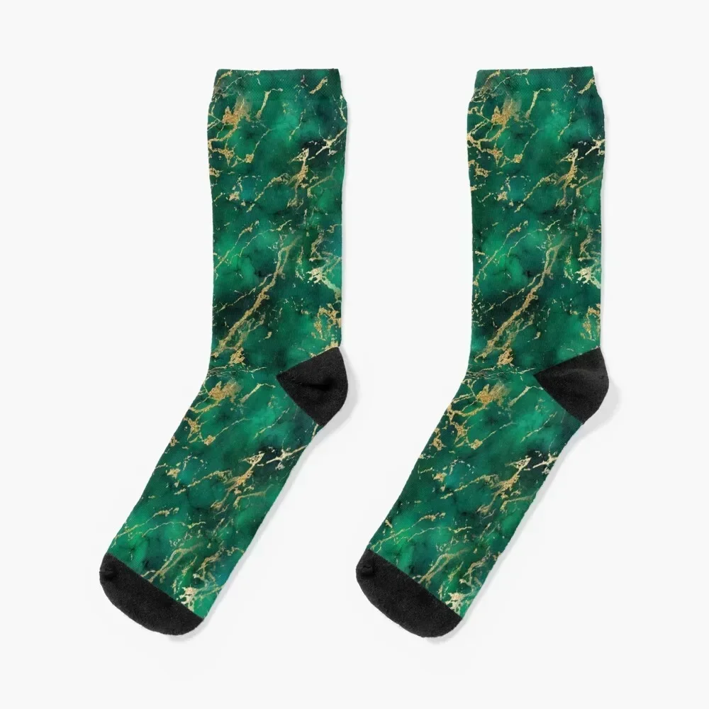 

Emerald Green and Gold Marble Socks crazy Non-slip Socks Male Women's