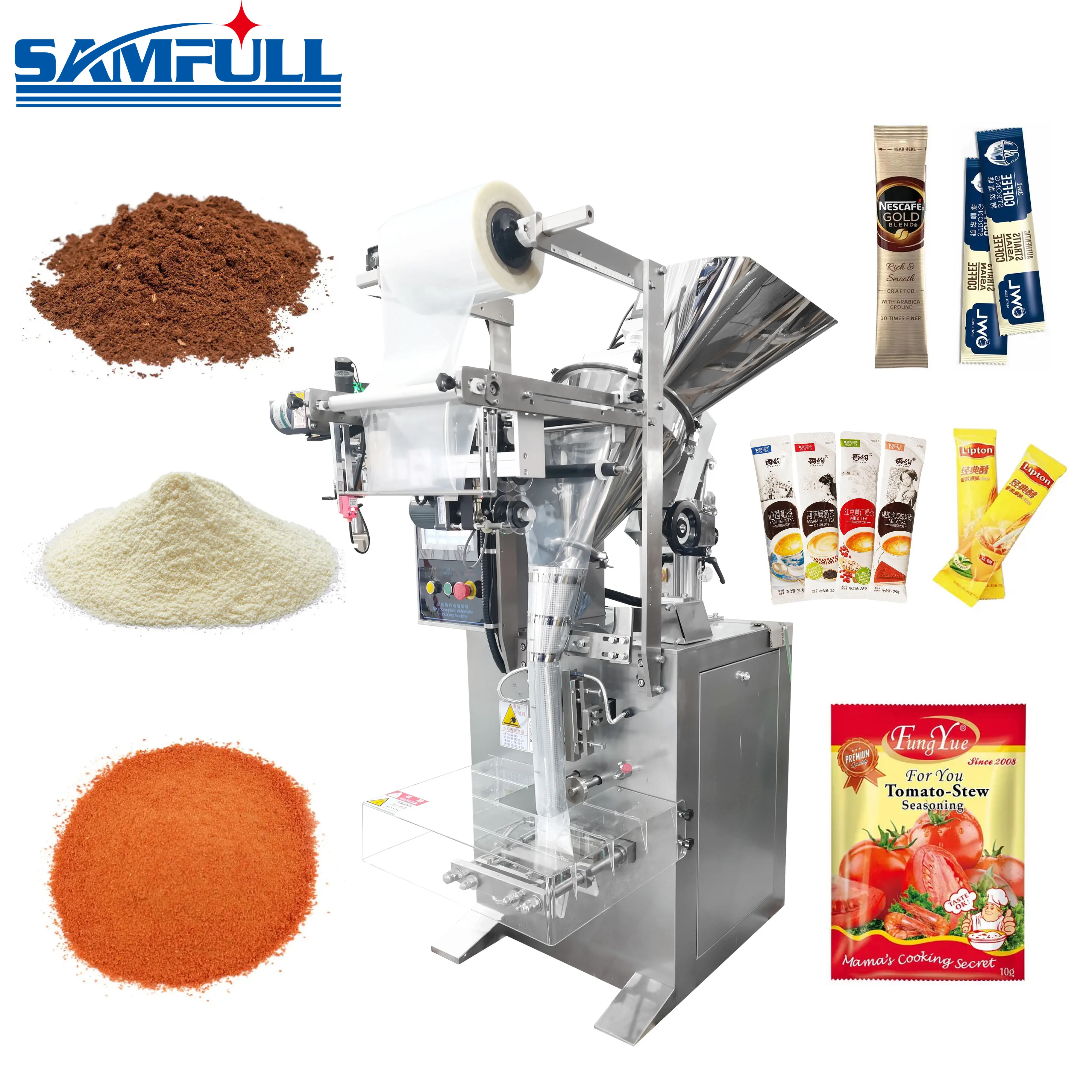SAMFULL Multi-function Automatic Small Bag Powder Packing Machine Coffee Seasoning Milk Powder Packaging Machine