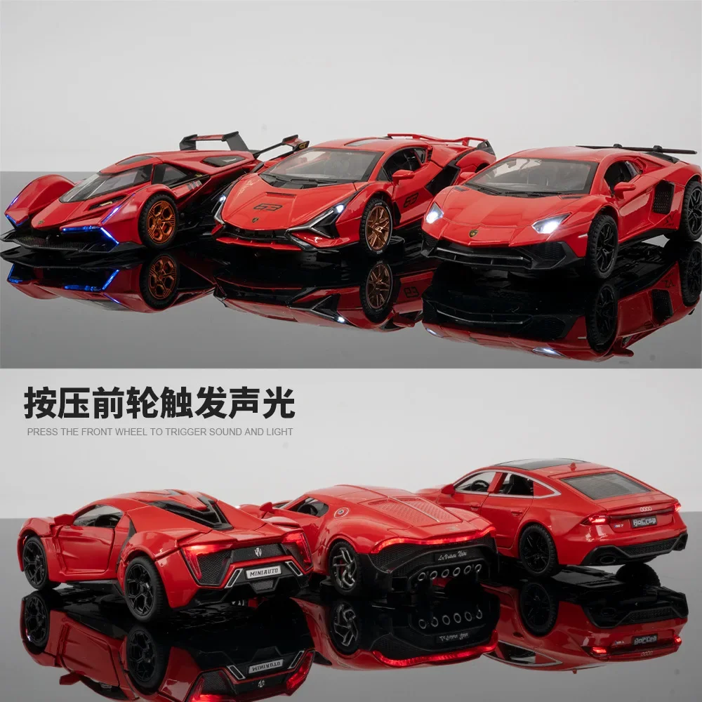 1: 32 RED Series Lamborghini Mercedes Camaro Sports Car Alloy Simulation Children\'s Toy Car Model Festival gifts Collection