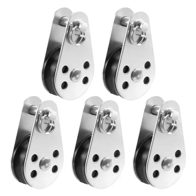 [NEW!A08R】 5PCS Stainless Steel M25 Pulley Block Hanging Wire Towing Wheel Lifting Wire Rope Cable Pulley Roller