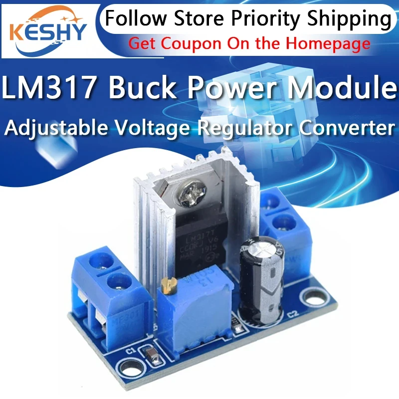 LM317 DC-DC Converter Buck Step Down Circuit Board Module Linear Regulator LM317 Adjustable Voltage Regulator Power Supply