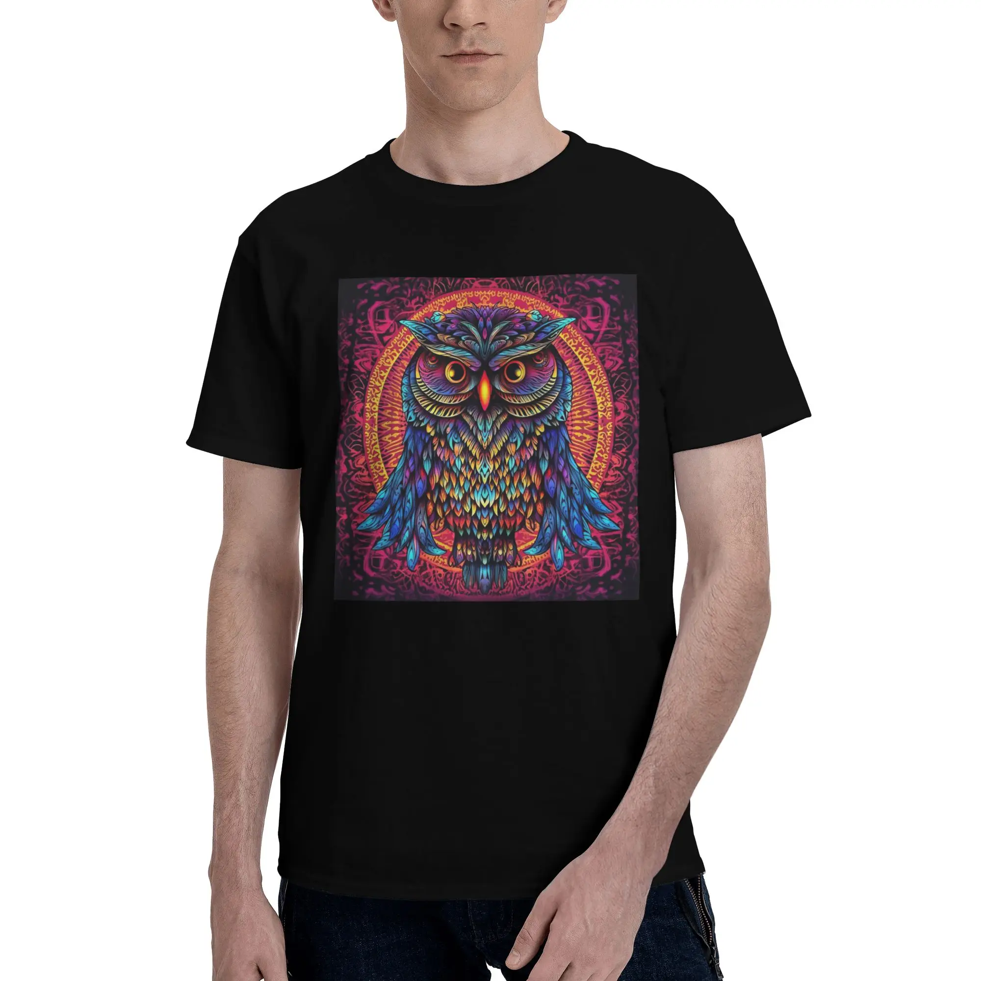 

Native Mandala Owl American 100% Cotton T-Shirt Men'sFunny T Shirts Men Crew Neck Short Sleeve S-6XL