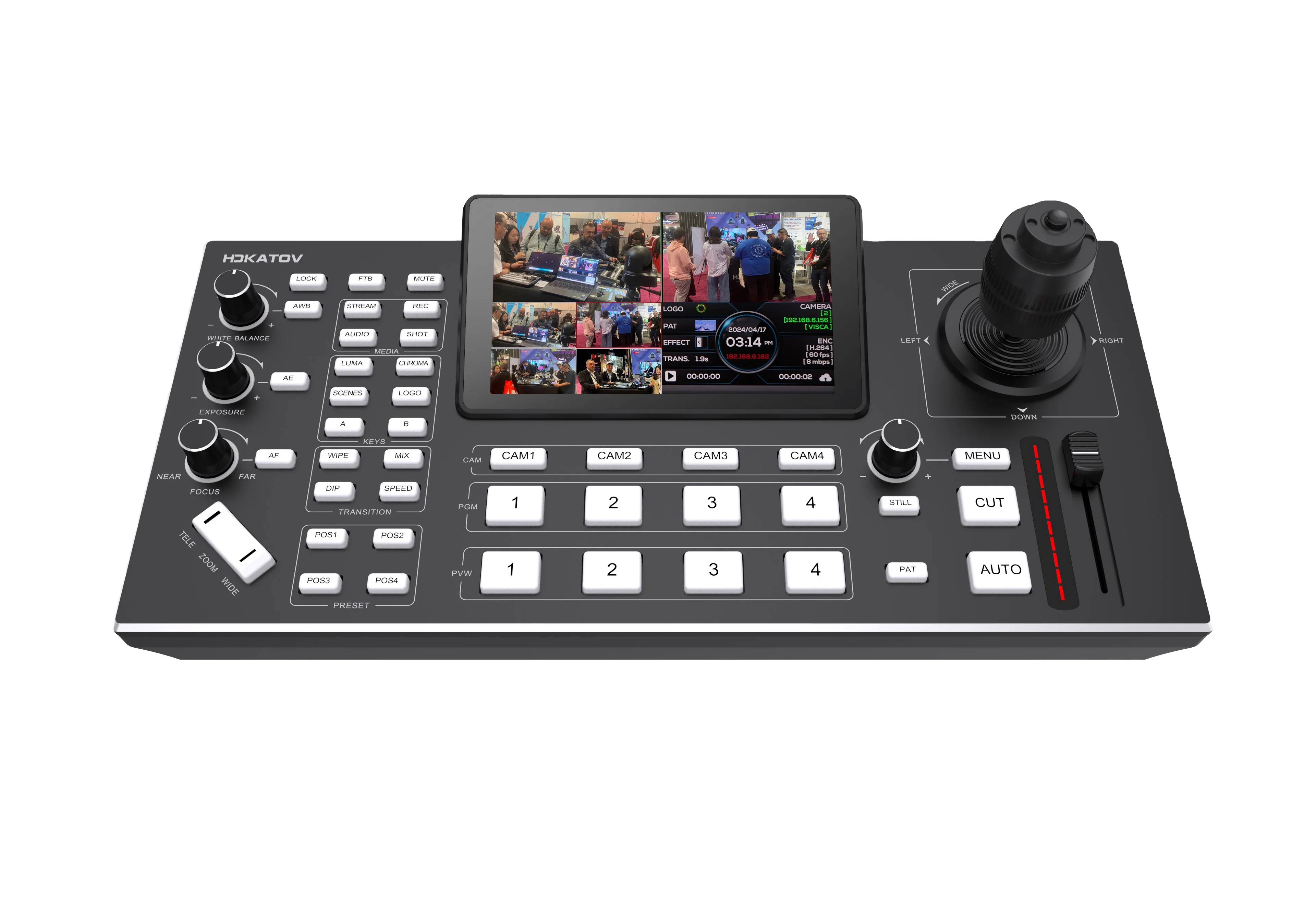 Quad HDM1 Input Video Mixer Switch Live Streaming Broadcast PTZ Camera Joystick Control 4 Channels Mini PTZ Keyboard
