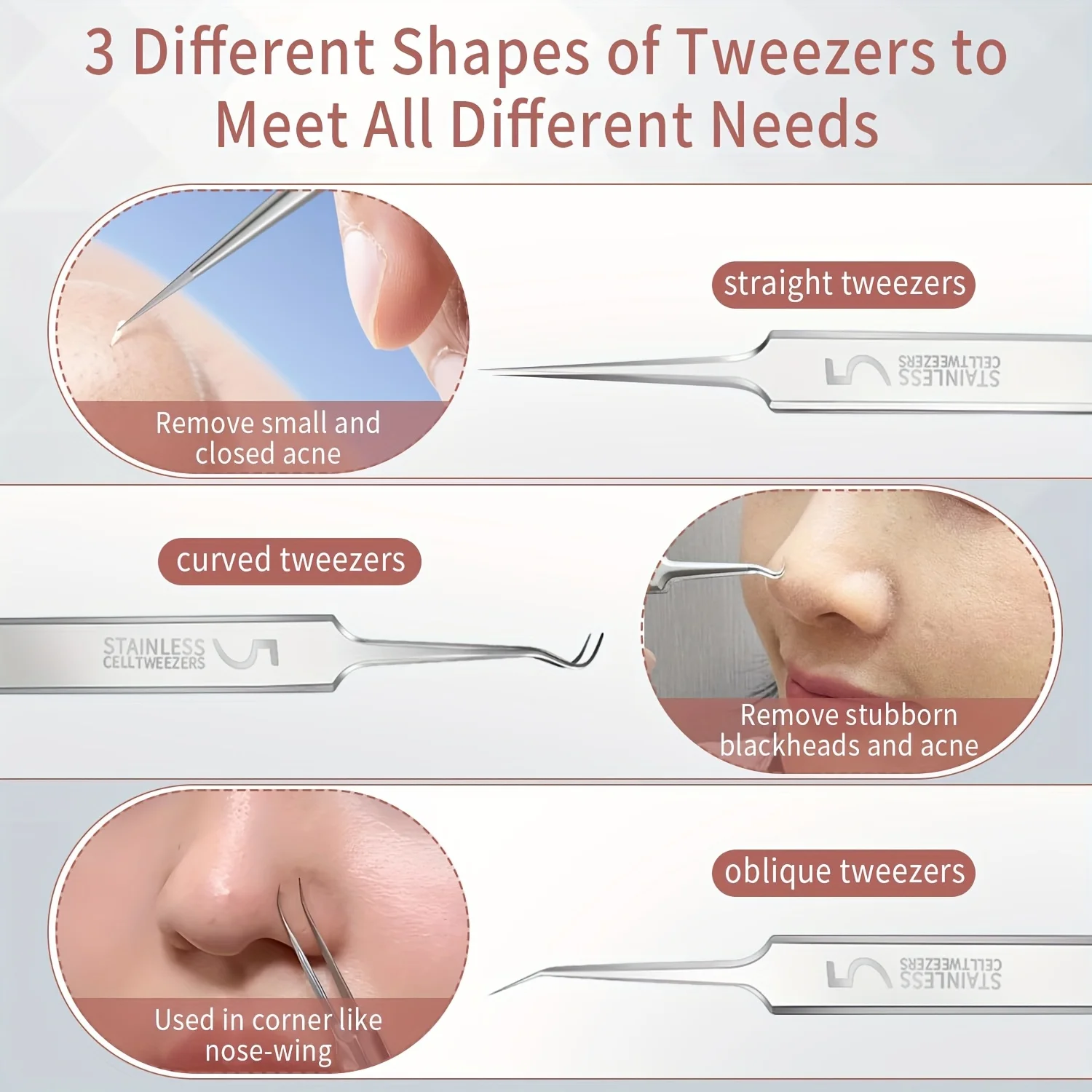 8 قطعة حب الشباب إبرة إزالة الرؤوس السوداء خلية كليب مجموعة حب الشباب إبرة الملقط دقيقة حب الشباب كليب الضغط حب الشباب أداة للمرأة والرجل #6