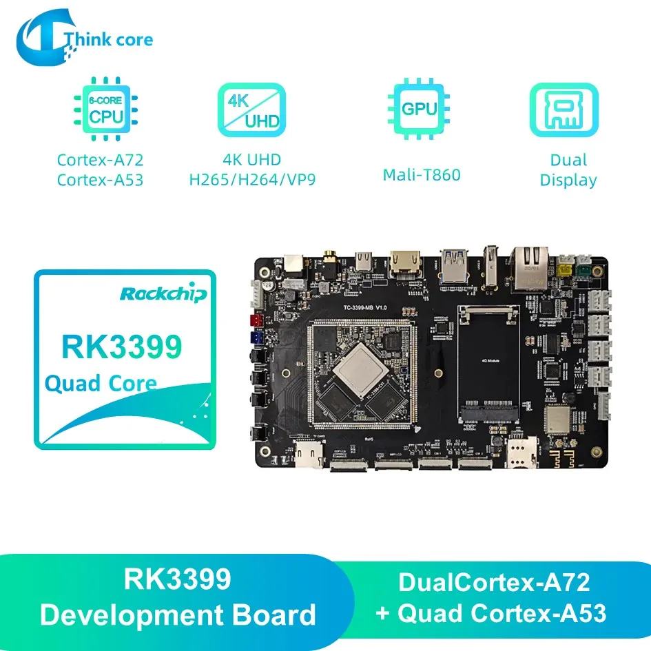 Rockchip RK3399 لوحة تطوير ، واي فاي ، بلوتوث ، 6 نواة ، 64 بت ، أندرويد ، ألواح ذراع لينكس ، شاشة ذكية ، شاشة IoT