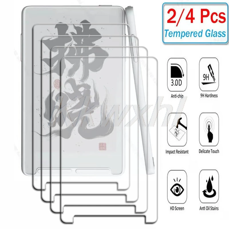 2-4PCS 9H HD Tempered Glass For XTEINK X4 X3 XTEINKX4 XTEINKX3 Magnetic Portable E Ink Reader  Screen Protector Cover Film