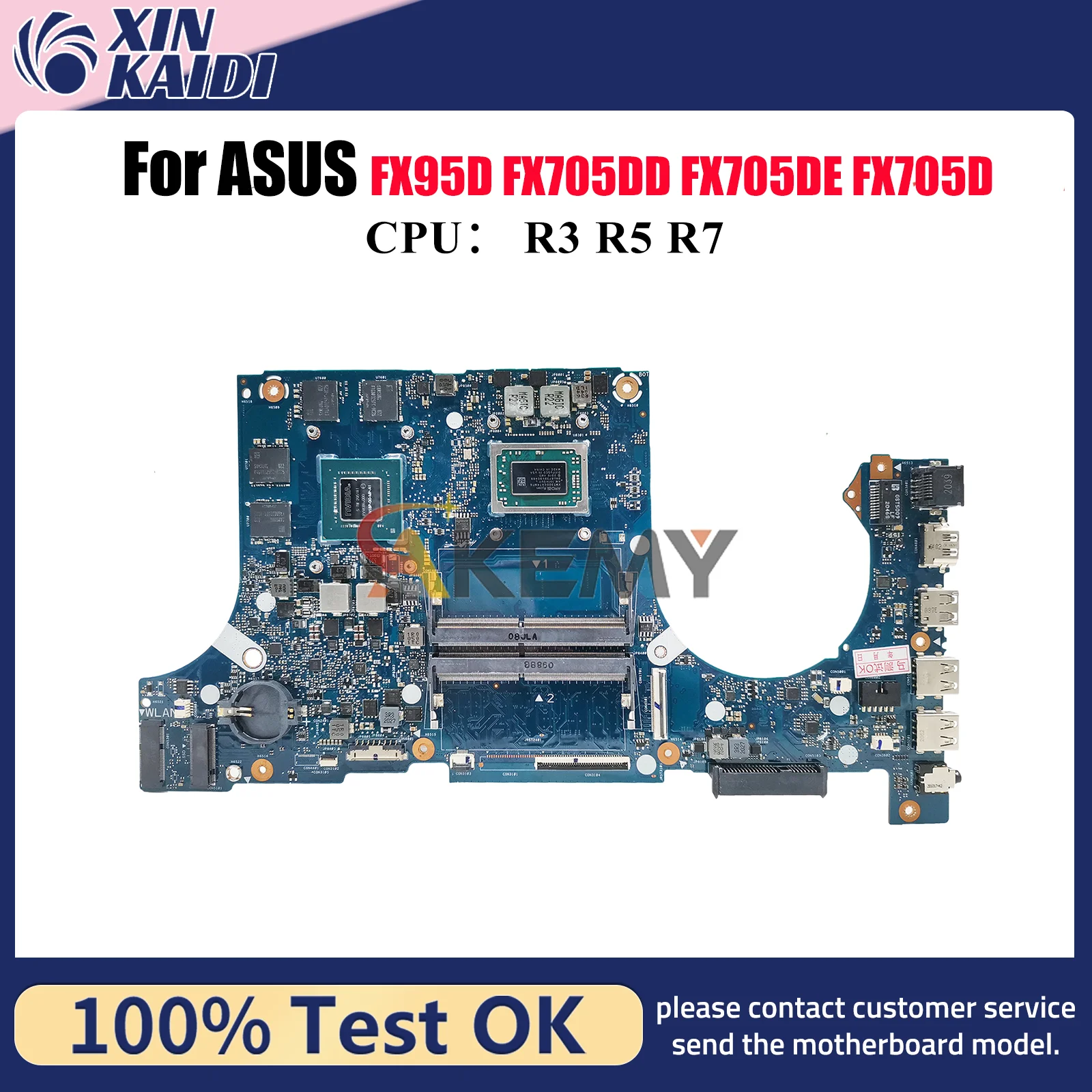 

FX705DT Laptop Motherboard For ASUS TUF Gaming FX705GT FX705GD FX505D FX95D FX705GE Mainboard W/ R3 R5 R7 CPU tests OK fast ship