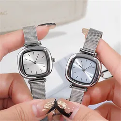 Retro Women Quartz Wrist Watch New Fashion Square Watch Ladies Student Simple Netbelt Watch Reloj Mujer Relogio Feminino