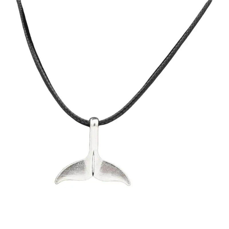 31BB Stylish Ocean Inspired Dolphin Tail Pendant Necklace Metal Clavicle Chain Jewelry Everyday Punk Fashion Gift For Her