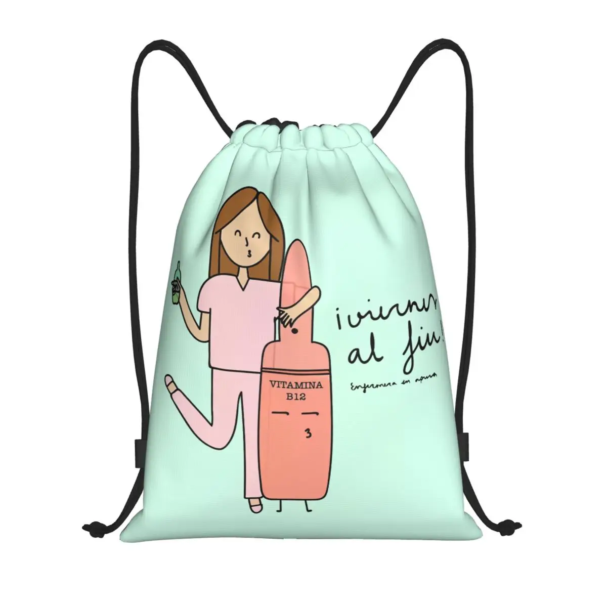 Enfermera En Apuros Drawstring Bags Men Women Foldable Gym Sports Sackpack Doctor Nurse Training Backpacks