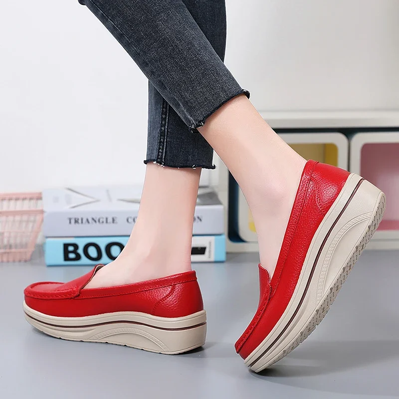 Women's Loafers Comfortable Female Vulcanized Shoes Spring Wedge Moccasin Orthopedic Slip-on Platform Shoes for Women Zapatillas