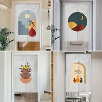 Mondrian Minimalism changing room Curtain Privacy Partition Doorway Curtains Kitchen Entrance Noren Linen Hanging Half-curtain