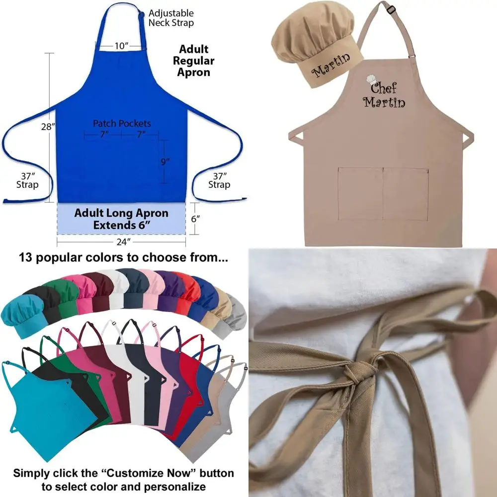 

Custom Embroidered Aprons and Hats for Adults - Perfect for Mothers Day, Kitchen, BBQ, and Grilling Gifts