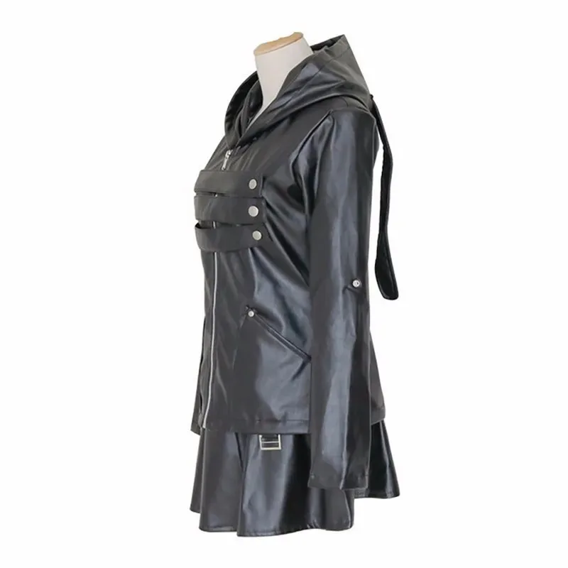 2025 جديد أنيمي طوكيو الغول توكا كيريشيما تأثيري حلي مجموعة كاملة موحدة بولي Leather جلد فستان أسود هوديي المرأة هالوين Fi ★ ☆ ★